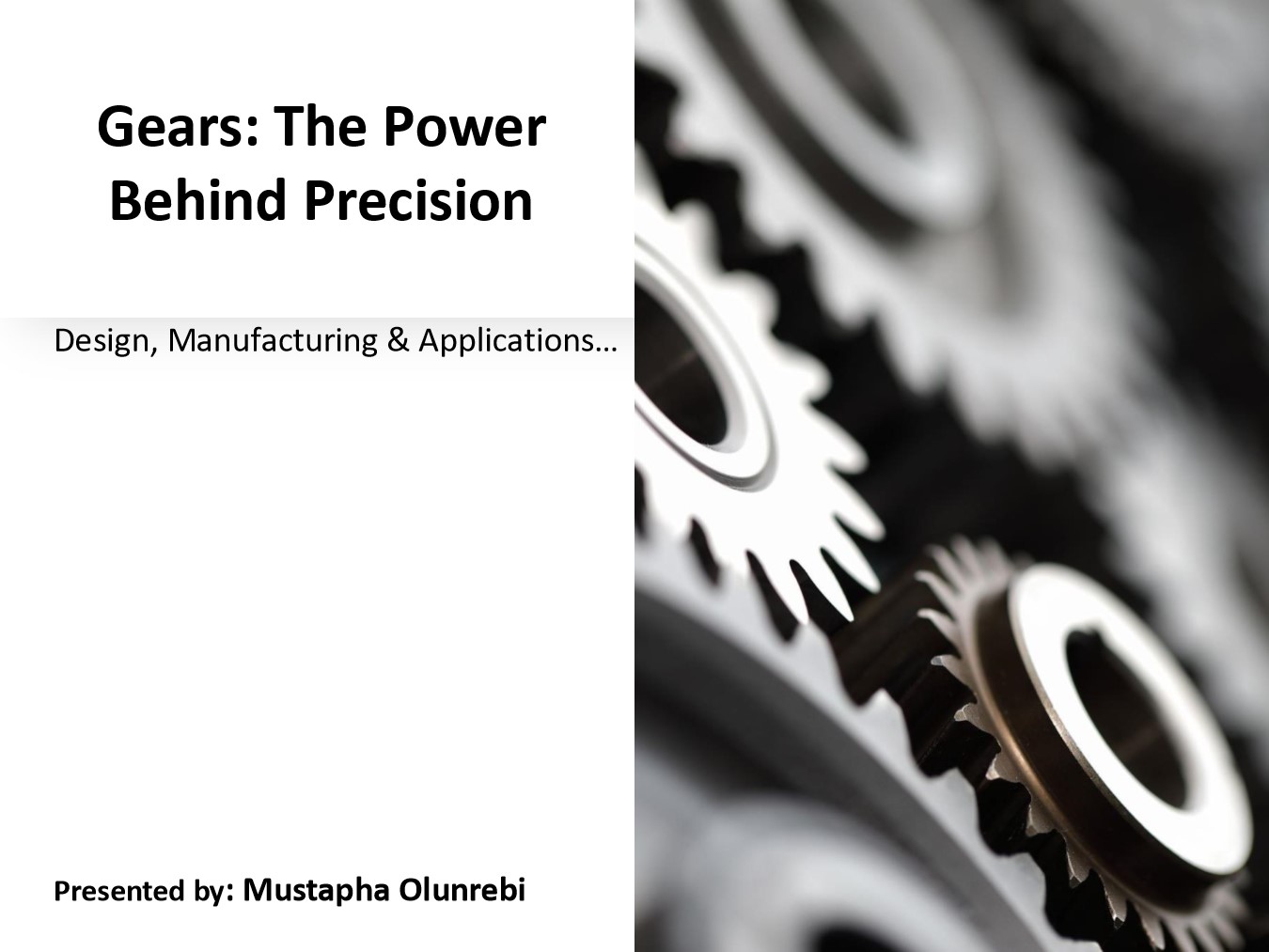 Gears: The Power Behind Precision title slide